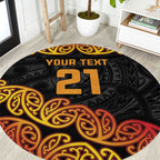 New Zealand Rugby Pacific Custom Round Carpet Rangatira Maori Kowhaiwhai Pattern