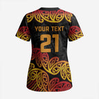 New Zealand Rugby Pacific Custom Scrub Top Rangatira Maori Kowhaiwhai Pattern - Aussie Hoodie