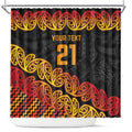 New Zealand Rugby Pacific Custom Shower Curtain Rangatira Maori Kowhaiwhai Pattern