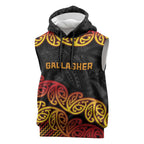 New Zealand Rugby Pacific Custom Sleeveless Hoodie Rangatira Maori Kowhaiwhai Pattern - Aussie Hoodie