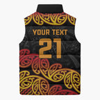 New Zealand Rugby Pacific Custom Sleeveless Puffer Jacket Rangatira Maori Kowhaiwhai Pattern - Aussie Hoodie