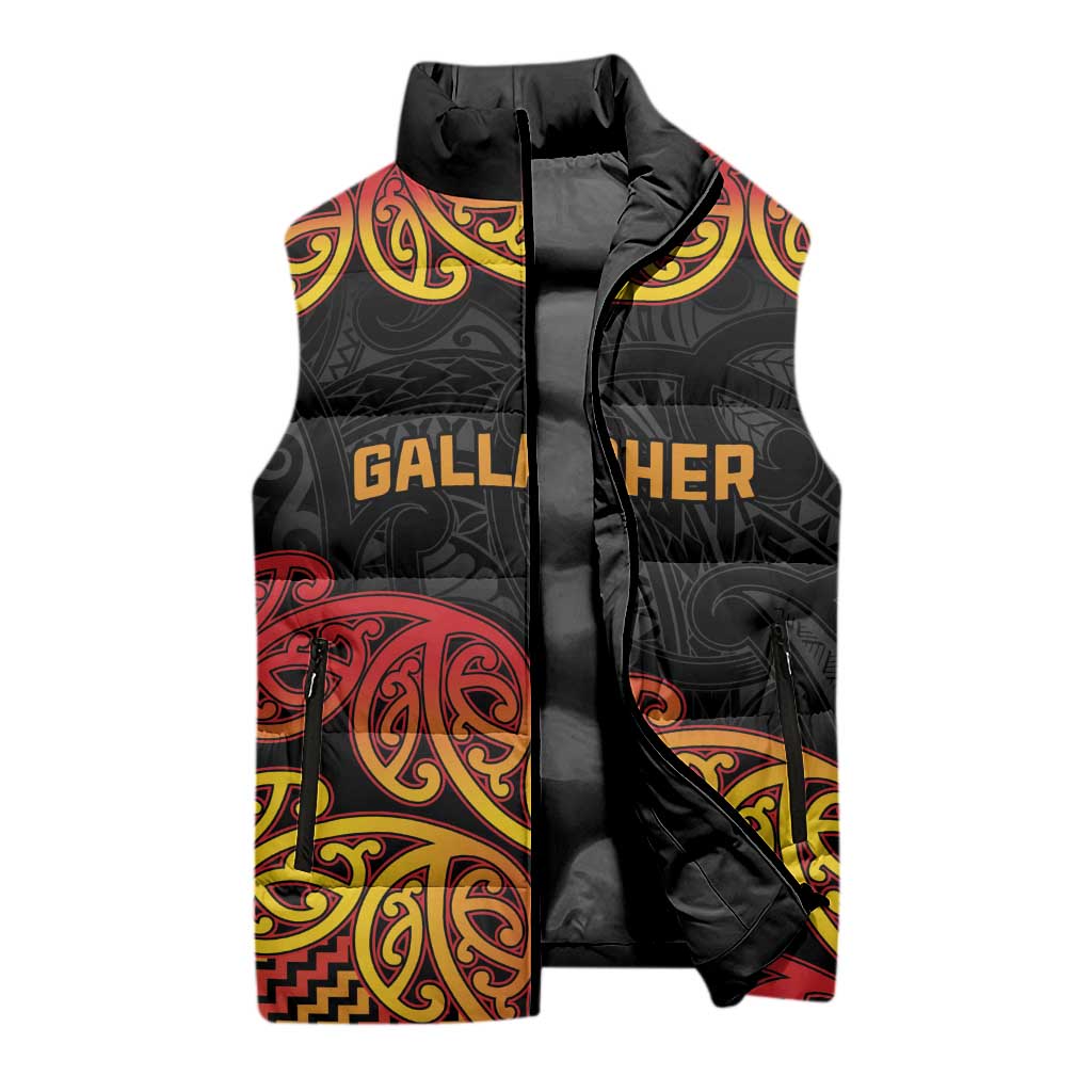 New Zealand Rugby Pacific Custom Sleeveless Puffer Jacket Rangatira Maori Kowhaiwhai Pattern - Aussie Hoodie