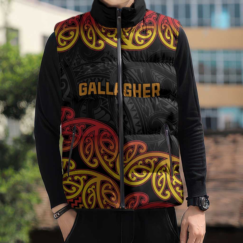 New Zealand Rugby Pacific Custom Sleeveless Puffer Jacket Rangatira Maori Kowhaiwhai Pattern - Aussie Hoodie