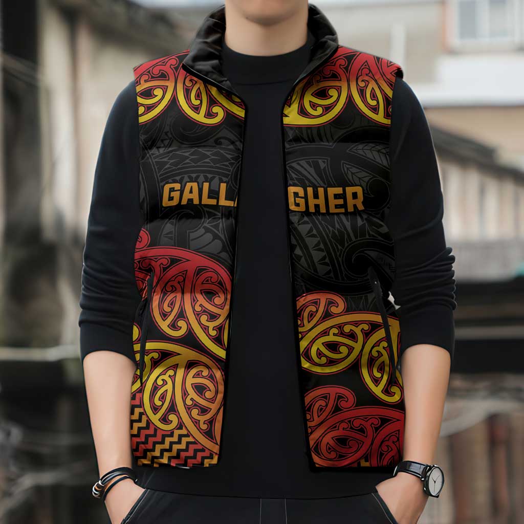 New Zealand Rugby Pacific Custom Sleeveless Puffer Jacket Rangatira Maori Kowhaiwhai Pattern - Aussie Hoodie