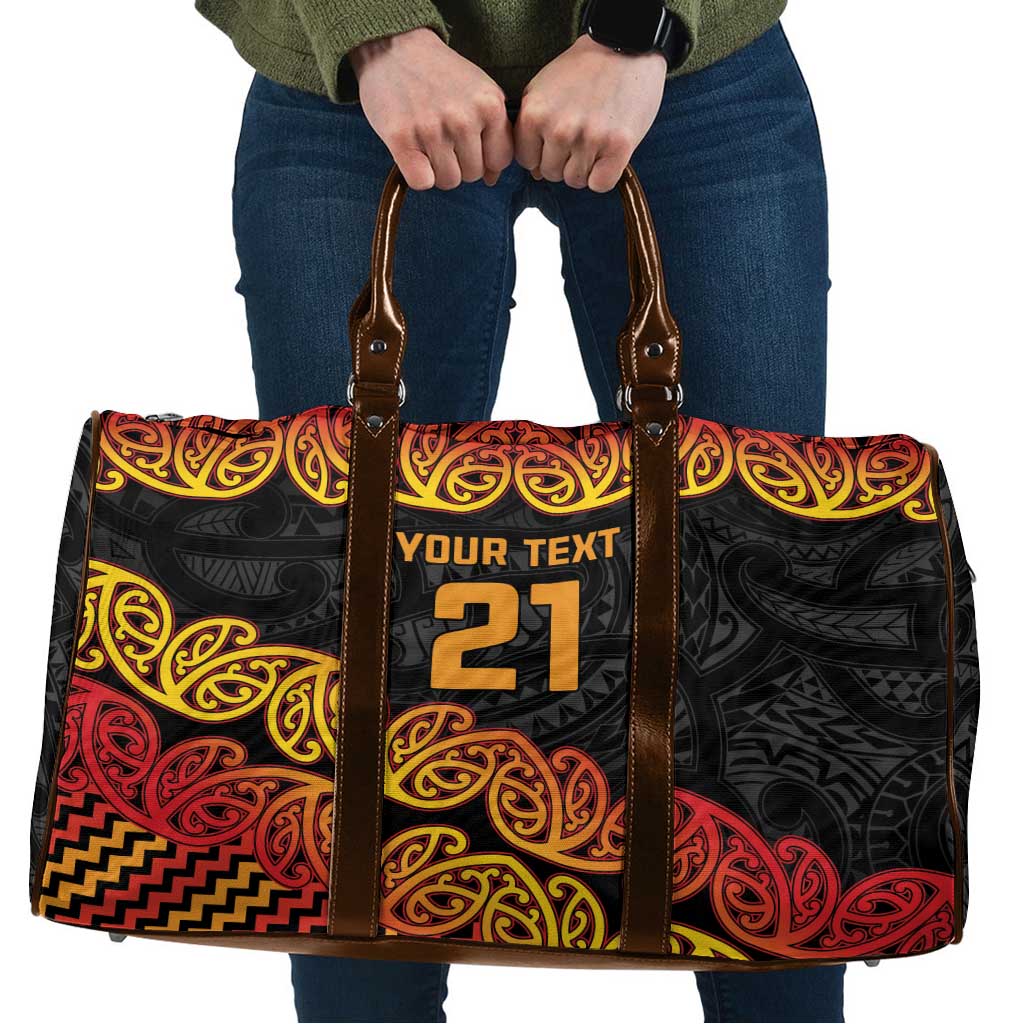 New Zealand Rugby Pacific Custom Travel Bag Rangatira Maori Kowhaiwhai Pattern - Aussie Hoodie