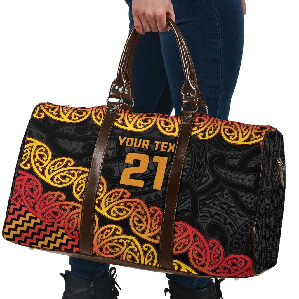 New Zealand Rugby Pacific Custom Travel Bag Rangatira Maori Kowhaiwhai Pattern - Aussie Hoodie