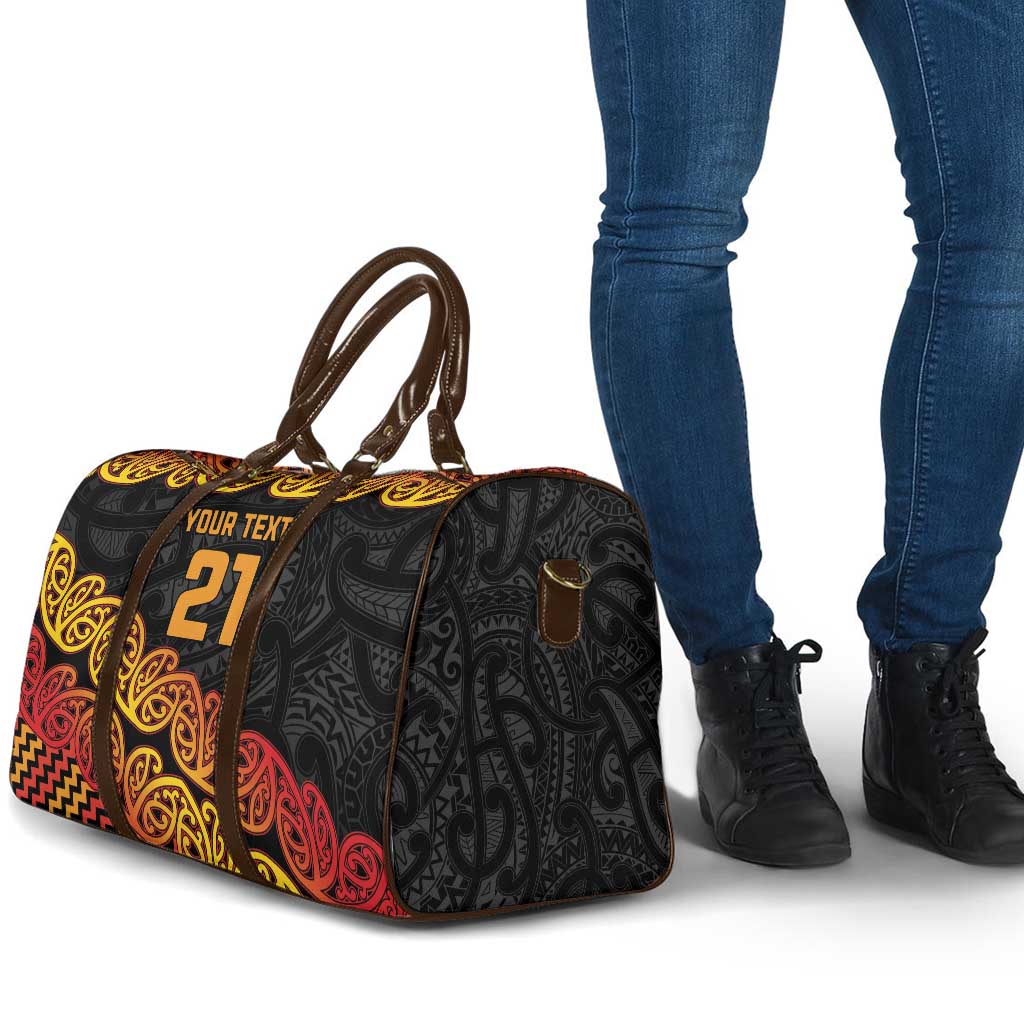 New Zealand Rugby Pacific Custom Travel Bag Rangatira Maori Kowhaiwhai Pattern - Aussie Hoodie