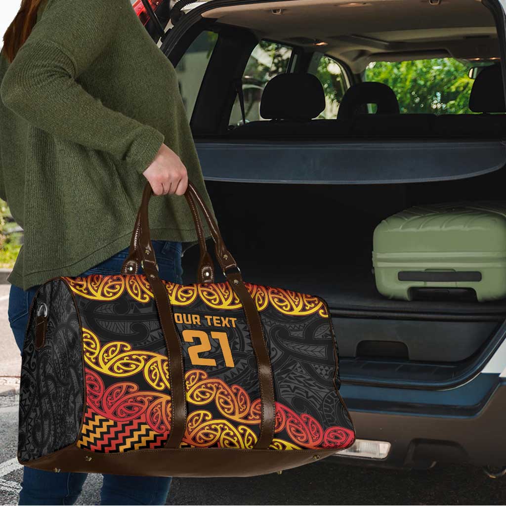 New Zealand Rugby Pacific Custom Travel Bag Rangatira Maori Kowhaiwhai Pattern - Aussie Hoodie