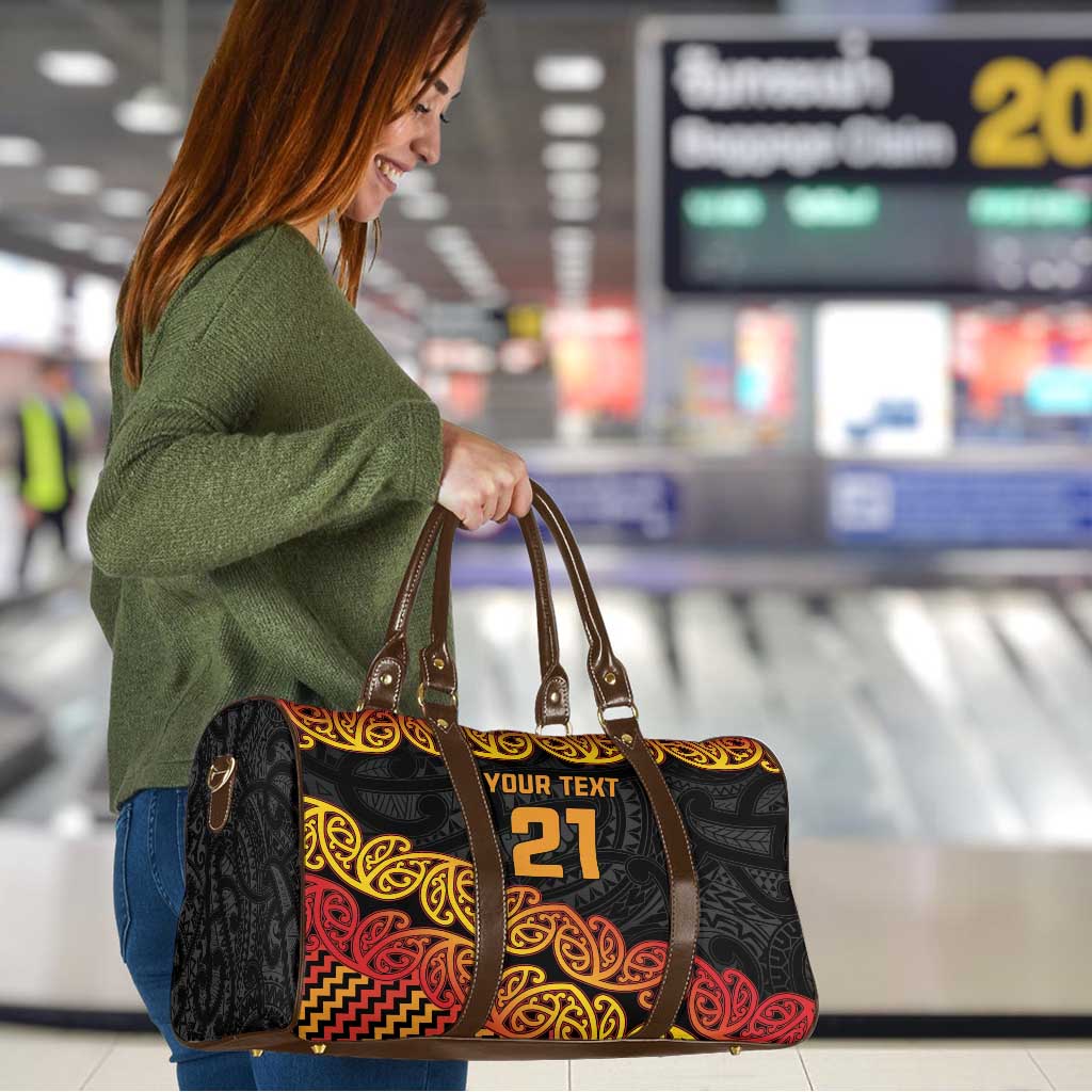 New Zealand Rugby Pacific Custom Travel Bag Rangatira Maori Kowhaiwhai Pattern - Aussie Hoodie