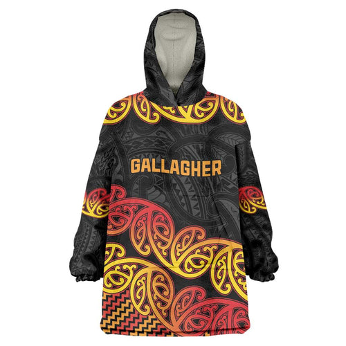 New Zealand Rugby Pacific Custom Wearable Blanket Hoodie Rangatira Maori Kowhaiwhai Pattern
