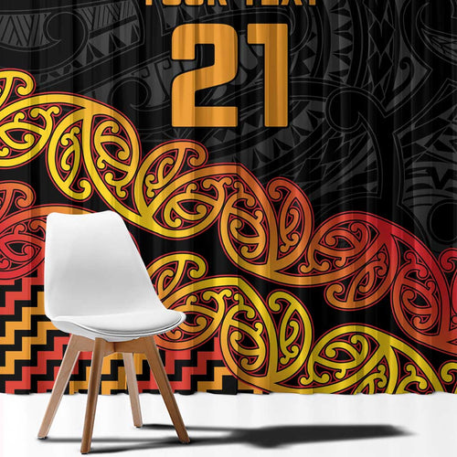 New Zealand Rugby Pacific Custom Window Curtain Rangatira Maori Kowhaiwhai Pattern