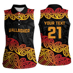 New Zealand Rugby Pacific Custom Women Sleeveless Polo Shirt Rangatira Maori Kowhaiwhai Pattern