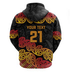 New Zealand Rugby Pacific Custom Zip Hoodie Rangatira Maori Kowhaiwhai Pattern