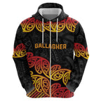 New Zealand Rugby Pacific Custom Zip Hoodie Rangatira Maori Kowhaiwhai Pattern