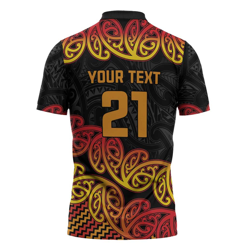 New Zealand Rugby Pacific Custom Zipper Polo Shirt Rangatira Maori Kowhaiwhai Pattern - Aussie Hoodie