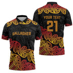 New Zealand Rugby Pacific Custom Zipper Polo Shirt Rangatira Maori Kowhaiwhai Pattern - Aussie Hoodie