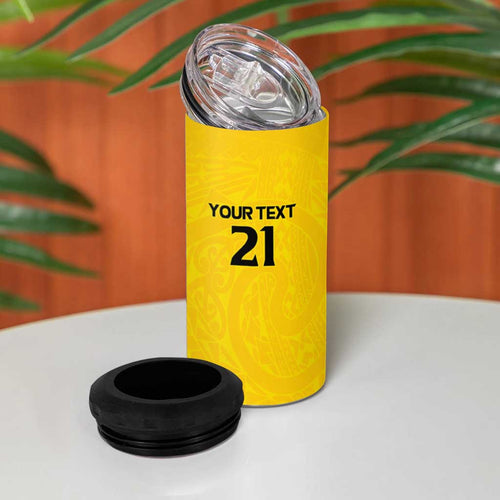New Zealand Rugby Pacific Custom 4 in 1 Can Cooler Tumbler Hau Awhiowhio Maori Tribal Tattoo