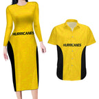 New Zealand Rugby Pacific Custom Couples Matching Long Sleeve Bodycon Dress and Hawaiian Shirt Hau Awhiowhio Maori Tribal Tattoo