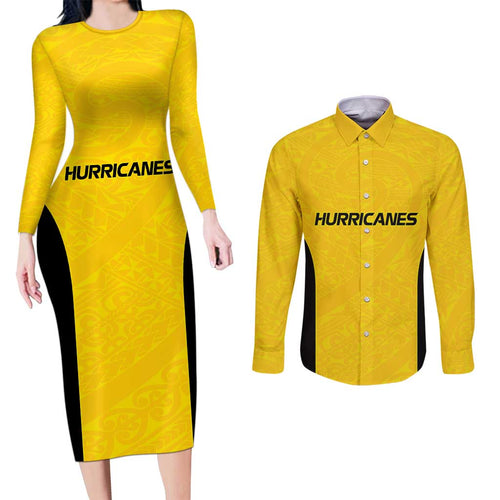 New Zealand Rugby Pacific Custom Couples Matching Long Sleeve Bodycon Dress and Long Sleeve Button Shirt Hau Awhiowhio Maori Tribal Tattoo