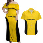 New Zealand Rugby Pacific Custom Couples Matching Off Shoulder Maxi Dress and Hawaiian Shirt Hau Awhiowhio Maori Tribal Tattoo