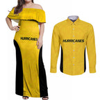 New Zealand Rugby Pacific Custom Couples Matching Off Shoulder Maxi Dress and Long Sleeve Button Shirt Hau Awhiowhio Maori Tribal Tattoo