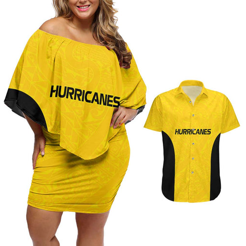 New Zealand Rugby Pacific Custom Couples Matching Off Shoulder Short Dress and Hawaiian Shirt Hau Awhiowhio Maori Tribal Tattoo