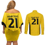 New Zealand Rugby Pacific Custom Couples Matching Off Shoulder Short Dress and Long Sleeve Button Shirt Hau Awhiowhio Maori Tribal Tattoo
