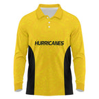 New Zealand Rugby Pacific Custom Long Sleeve Polo Shirt Hau Awhiowhio Maori Tribal Tattoo