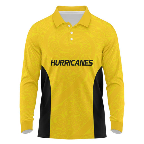 New Zealand Rugby Pacific Custom Long Sleeve Polo Shirt Hau Awhiowhio Maori Tribal Tattoo