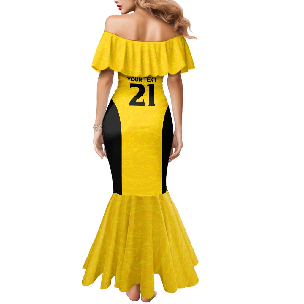 New Zealand Rugby Pacific Custom Mermaid Dress Hau Awhiowhio Maori Tribal Tattoo