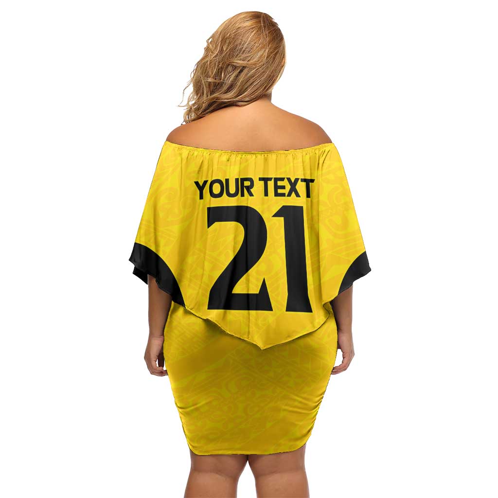 New Zealand Rugby Pacific Custom Off Shoulder Short Dress Hau Awhiowhio Maori Tribal Tattoo