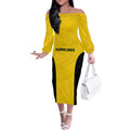 New Zealand Rugby Pacific Custom Off The Shoulder Long Sleeve Dress Hau Awhiowhio Maori Tribal Tattoo