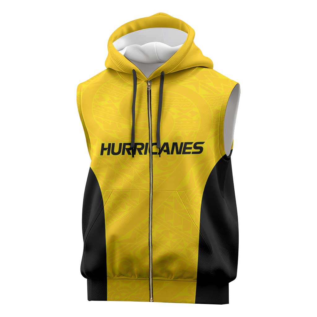 New Zealand Rugby Pacific Custom Sleeveless Zip Hoodie Hau Awhiowhio Maori Tribal Tattoo - Aussie Hoodie