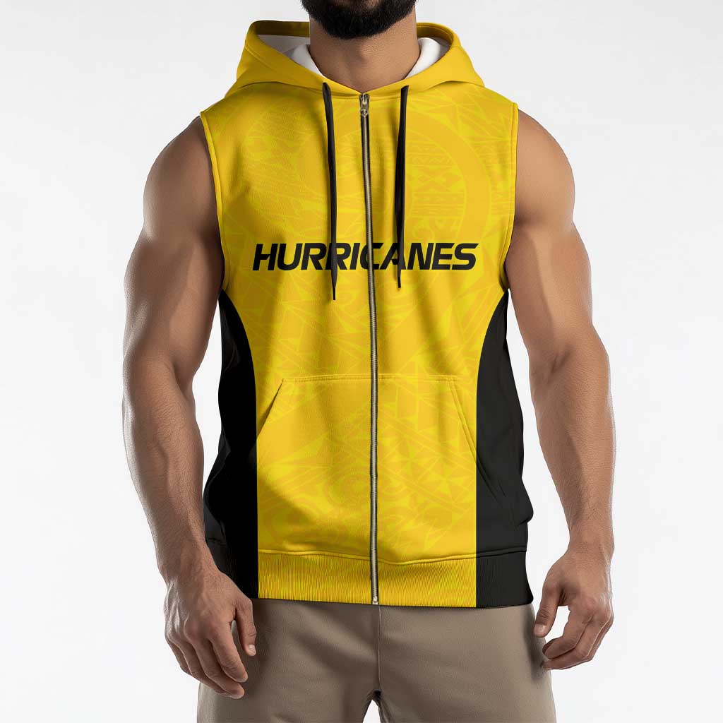 New Zealand Rugby Pacific Custom Sleeveless Zip Hoodie Hau Awhiowhio Maori Tribal Tattoo - Aussie Hoodie