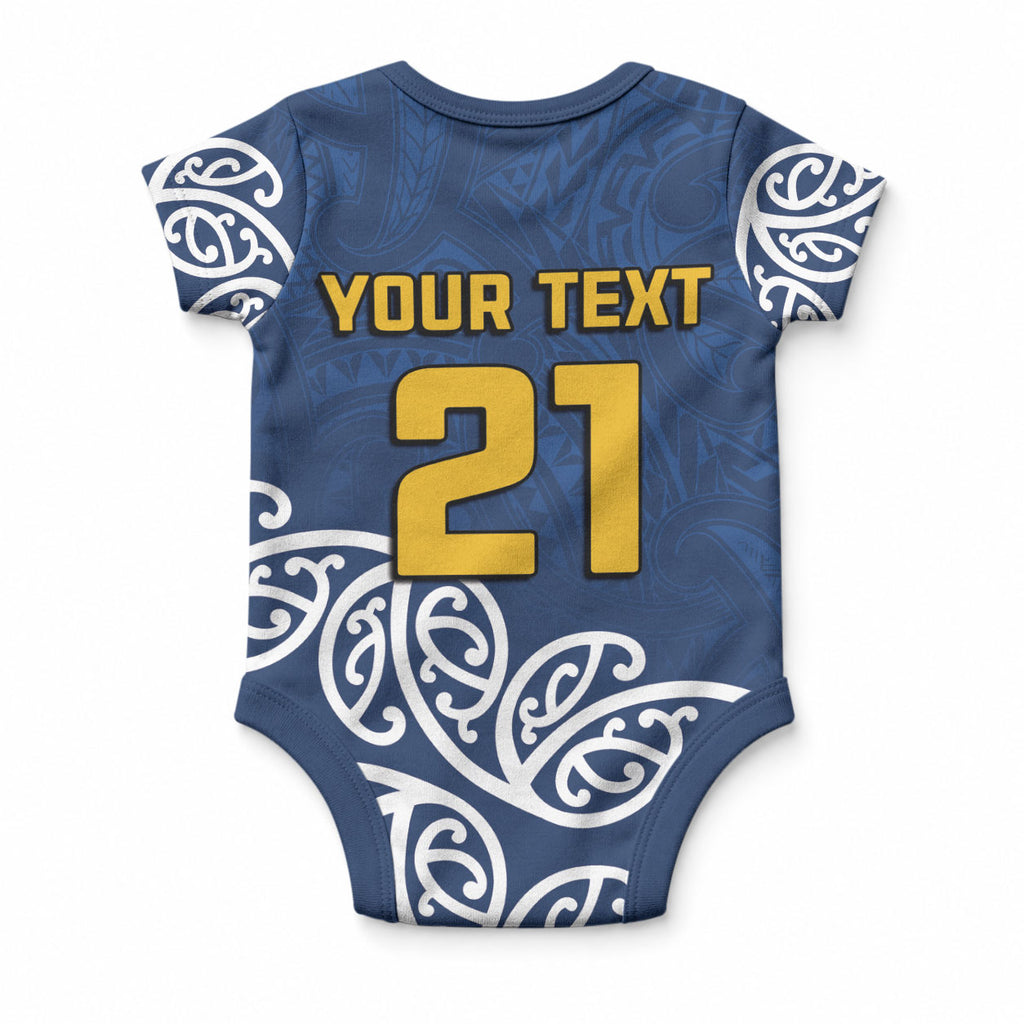 New Zealand Maori Rugby Pacific Custom Baby Onesie Kahupeka Maori Kowhaiwhai Pattern