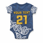 New Zealand Maori Rugby Pacific Custom Baby Onesie Kahupeka Maori Kowhaiwhai Pattern