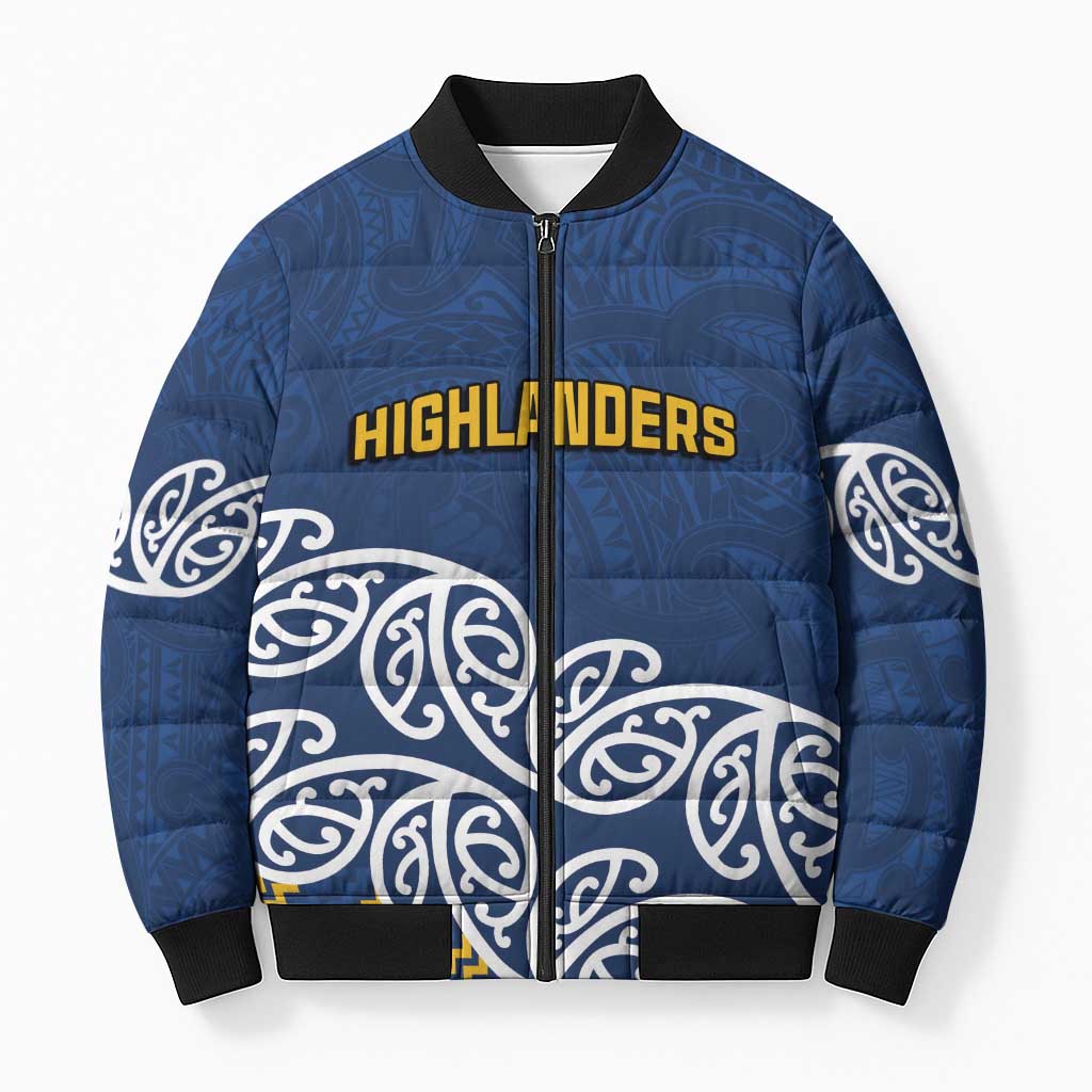 New Zealand Rugby Pacific Custom Bomber Puffer Jacket Kahupeka Maori Kowhaiwhai Pattern - Aussie Hoodie