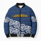 New Zealand Rugby Pacific Custom Bomber Puffer Jacket Kahupeka Maori Kowhaiwhai Pattern - Aussie Hoodie