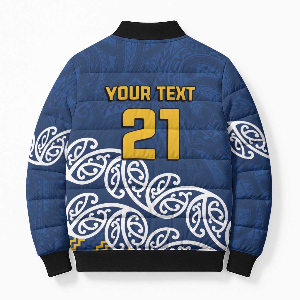New Zealand Rugby Pacific Custom Bomber Puffer Jacket Kahupeka Maori Kowhaiwhai Pattern - Aussie Hoodie