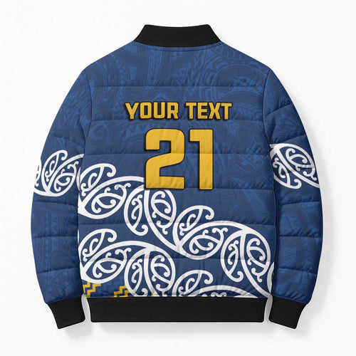 New Zealand Rugby Pacific Custom Bomber Puffer Jacket Kahupeka Maori Kowhaiwhai Pattern - Aussie Hoodie