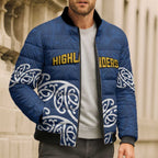 New Zealand Rugby Pacific Custom Bomber Puffer Jacket Kahupeka Maori Kowhaiwhai Pattern - Aussie Hoodie