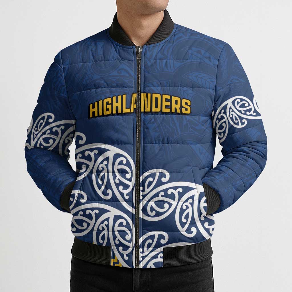 New Zealand Rugby Pacific Custom Bomber Puffer Jacket Kahupeka Maori Kowhaiwhai Pattern - Aussie Hoodie