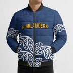 New Zealand Rugby Pacific Custom Bomber Puffer Jacket Kahupeka Maori Kowhaiwhai Pattern - Aussie Hoodie