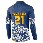 New Zealand Rugby Pacific Custom Button Sweatshirt Kahupeka Maori Kowhaiwhai Pattern