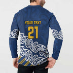 New Zealand Rugby Pacific Custom Button Sweatshirt Kahupeka Maori Kowhaiwhai Pattern