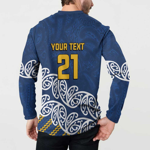 New Zealand Rugby Pacific Custom Button Sweatshirt Kahupeka Maori Kowhaiwhai Pattern