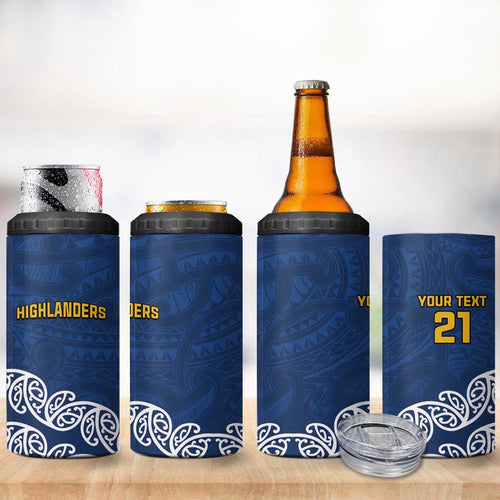 New Zealand Rugby Pacific Custom 4 in 1 Can Cooler Tumbler Kahupeka Maori Kowhaiwhai Pattern