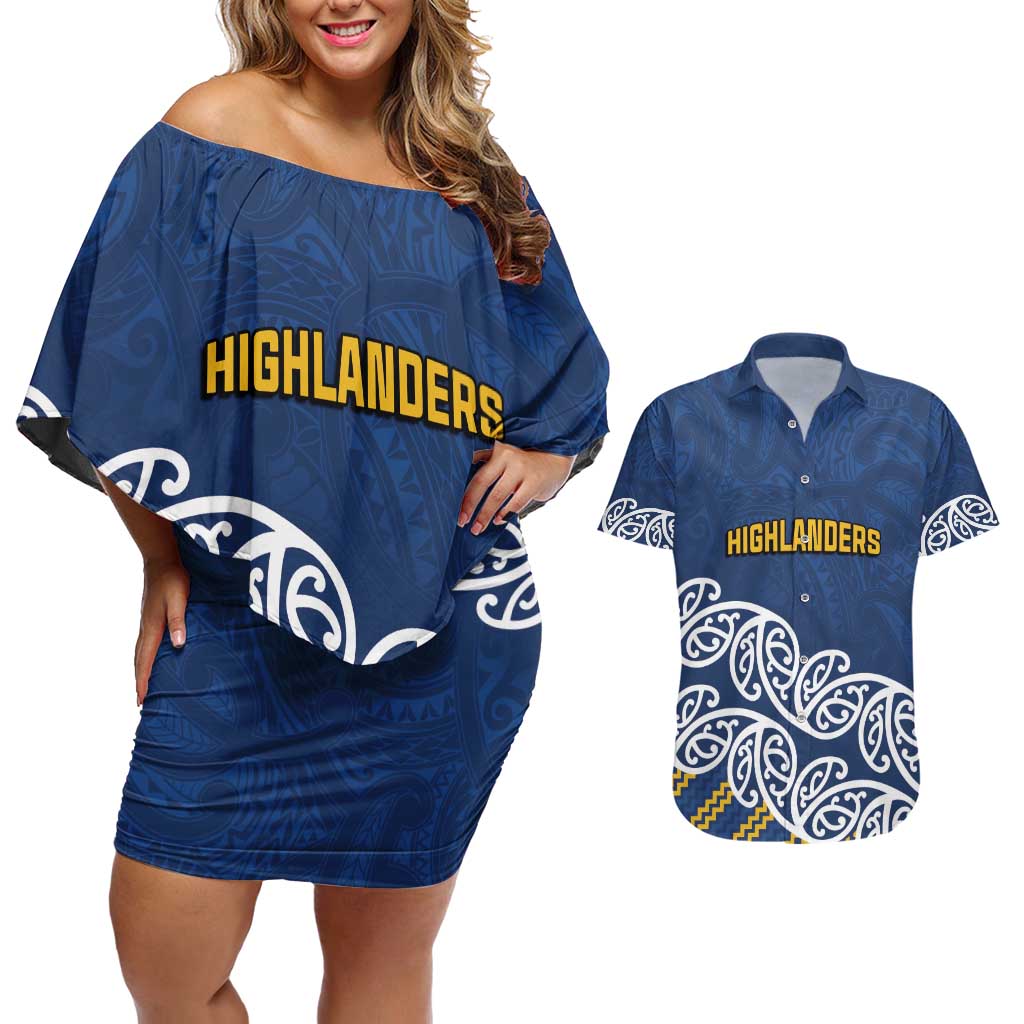New Zealand Rugby Pacific Custom Couples Matching Off Shoulder Short Dress and Hawaiian Shirt Kahupeka Maori Kowhaiwhai Pattern