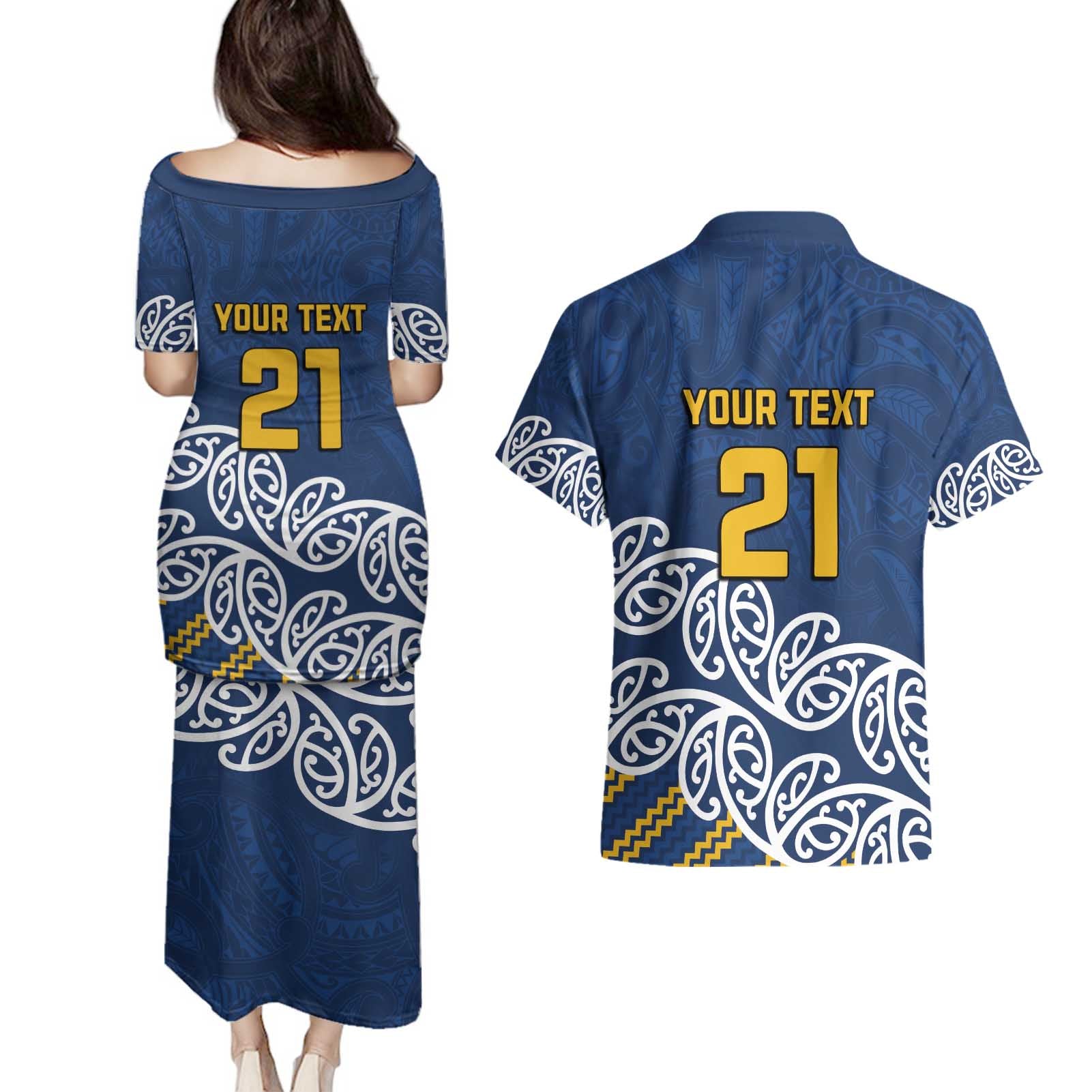 New Zealand Rugby Pacific Custom Couples Matching Puletasi and Hawaiian Shirt Kahupeka Maori Kowhaiwhai Pattern