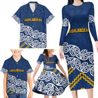 New Zealand Rugby Pacific Custom Family Matching Long Sleeve Bodycon Dress and Hawaiian Shirt Kahupeka Maori Kowhaiwhai Pattern